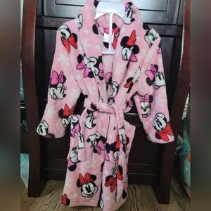 Disney Pink Minnie Mouse Fleece Robe with Pink and Black Accents